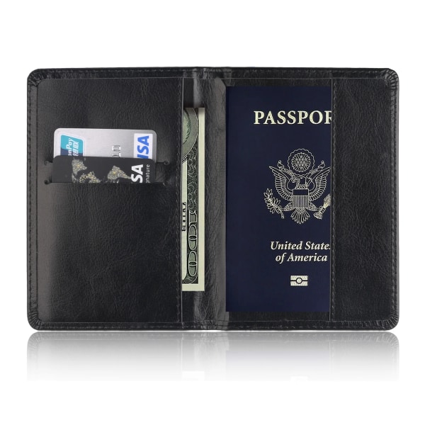 Leather Passport Holder Wallet, Travel Document Holder Organizer for Men Women