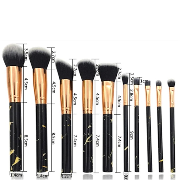 10 Pcs Makeup Brushes Tool  Beauty Eye Shadow Eyebrow Fan Blush Blending Make Up Brush Kit Cosmetic Set