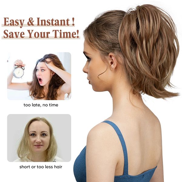 Synthetic Claw Clip In Ponytail Hair Extensions Diy Hairpiece Hair Bun  Fake Blonde Hair False Pigtail for Women