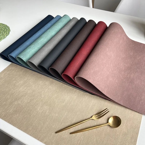 Imitation Leather Placemats Waterproof Non-Slip Insulation Dining Table Mat Plate Kitchen Accessories Bowl Pad Table Decor