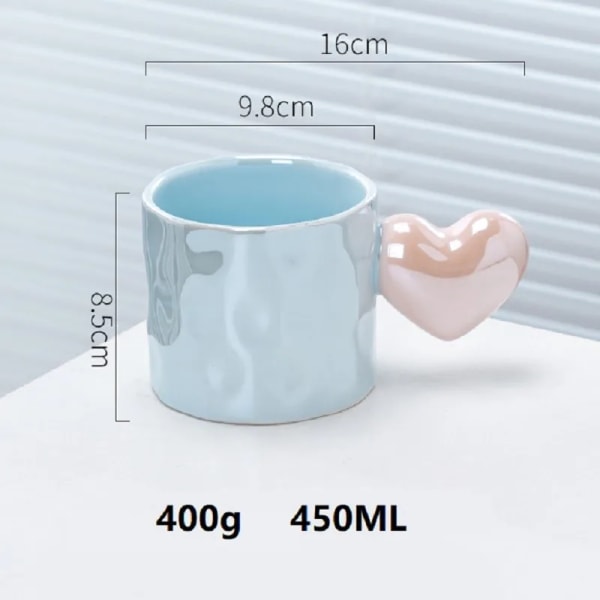 Creative Hand Drawn Love Heart Cup Cute Round Handle Cup Colorful Polka Dot Cup Student Water Cup Mug Mug Coffee Mug Ins