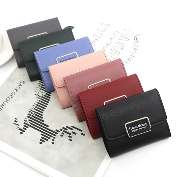 2023 New Simple Compact Portable Women's Wallet Multi Card Multi Function Three Fold Buckle Purse Fashion Short Style Clutchbag