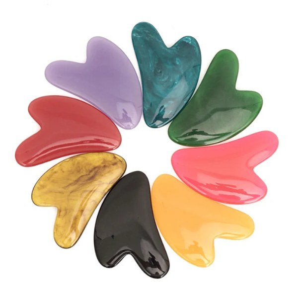 1Pc Heart Shape Face Back Waist Spa Massager Beeswax Gua Sha Scraping Massage Scraper Acupuncture Guasha Board Massager for Face