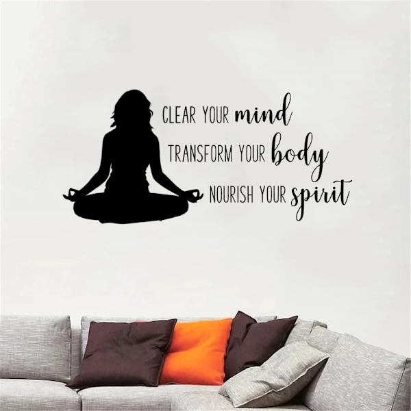 Yoga Quote Wall Decal Mind Body Spirit Wall Decal Bedroom Vinyl Wall Sticker Gym Fitness Home Decor