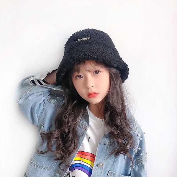 Winter Kids Bucket Hat Solid Color Lamb Wool Toddler Girl Boy Fisherman Cap Autumn Plush Warm Children Panama Sun Caps