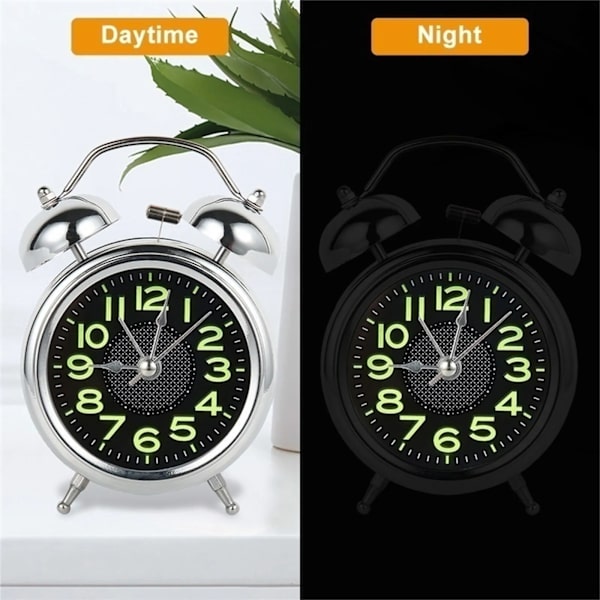 4 Inches Twin Bell Super Loud Alarm Clock With Nightlight For Heavy Sleepers Bed Desktop Student Decor Reloj Despertador