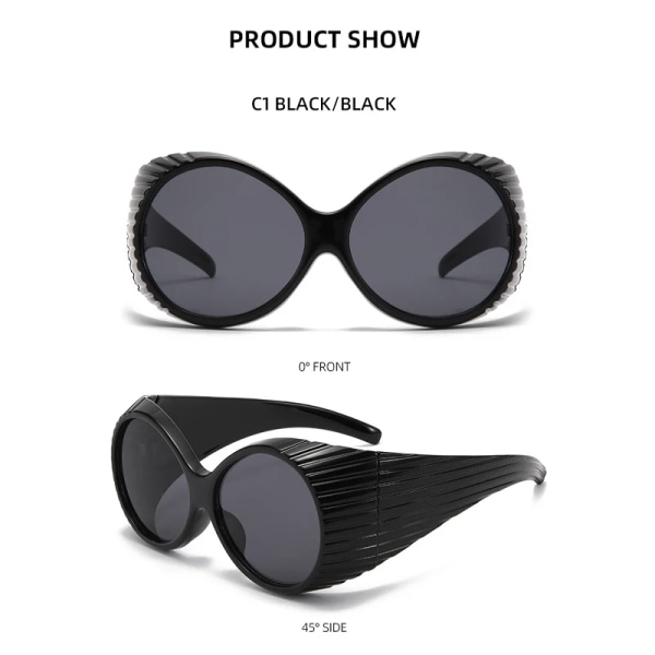 Trendy Oversized Vintage Punk Sunglasses Women Y2K Circular Surround Glasses Retro Sunglasses Designer Exaggerated UV400 Glasses