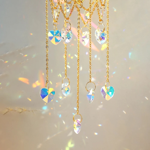 Heart Suncatcher Crystal Glass Prism Hanging Sun Catcher Fairy Garden Decoration Rainbow Maker Crystal Catcher Wedding Ornament