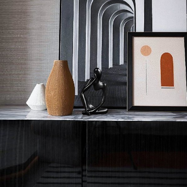Mini Thinker Sculpture Ornaments Resin Black Modern Abstract Sculptures Desktop Decorations for Home Living Room Office,8.5*12.5cm