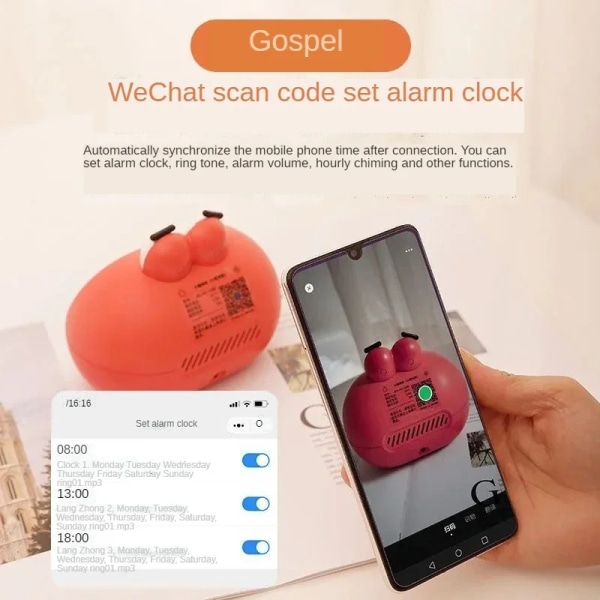 reloj Alarm Digital Clock Student Smart Timer Children's Cartoon Bedside Desktop Night Light Silent Learning Lights Table Clock
