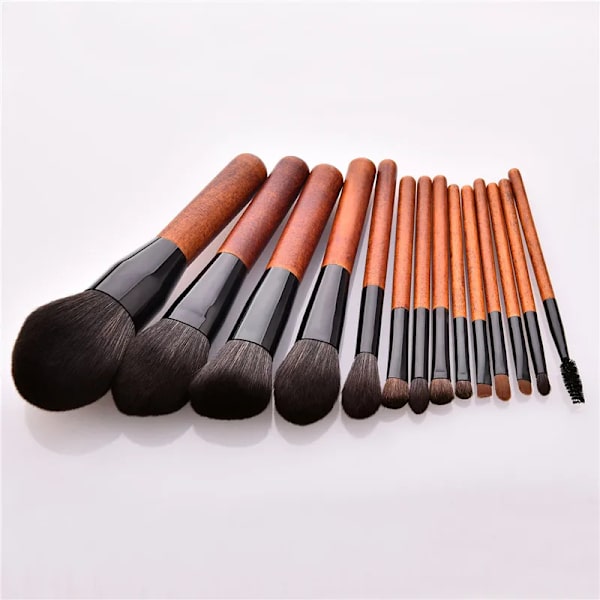 14pcs Makeup Brushes Set Wooden Handle For Foundation Blending Blush Eye Shadow Brow Lip Face Make Up Brush Kit
