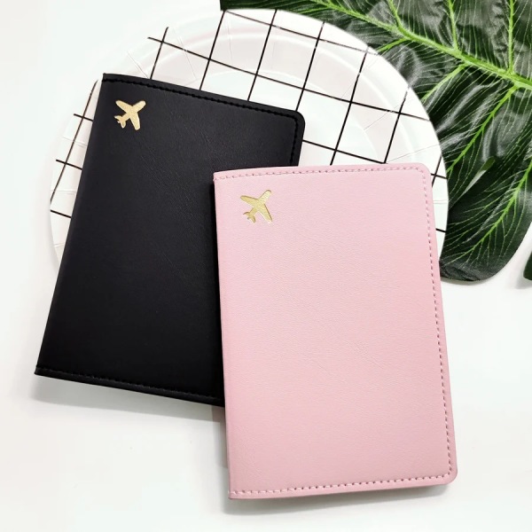 2PCS a Set Lovers or Sisters PU Leather Plane Passport Cover Case Holder Travel Accessories Lightweight Wallet for Women Man