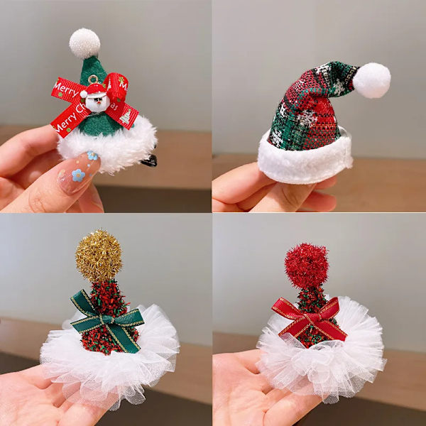 2024 New Christmas Hat Hair Clips For Women Girls Barrettes Xmas Elk Antler Children Hairclip Bow Kids Hairpins Hair Accessories