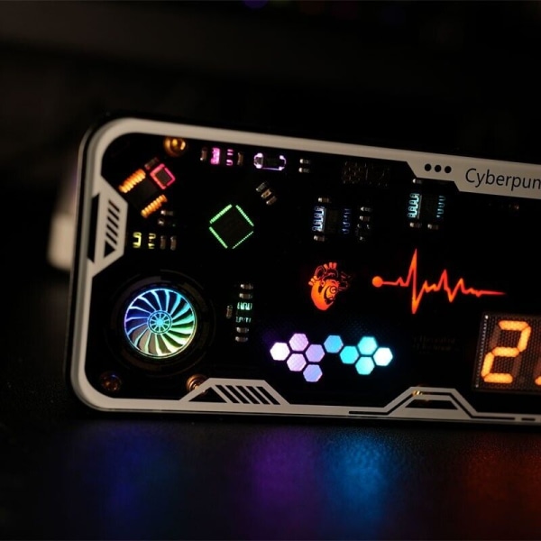 Cyberpunk RGB Nixie Tube Desktop Clock LED Support Day Timing and Countdown