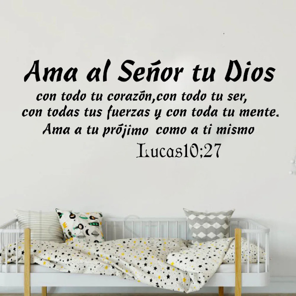Spanish Christian Bible Verse Lucas 10 27 Wall Sticker Love The Lord Your God Strength Mind Wall Decal Living Room Vinyl