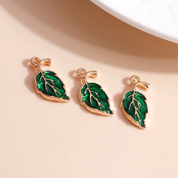 10pcs/lot 10*18mm Enamel Tree Leaf Charms for Jewelry Findings DIY Mini Colorful Charms Necklaces Pendants Earrings Making