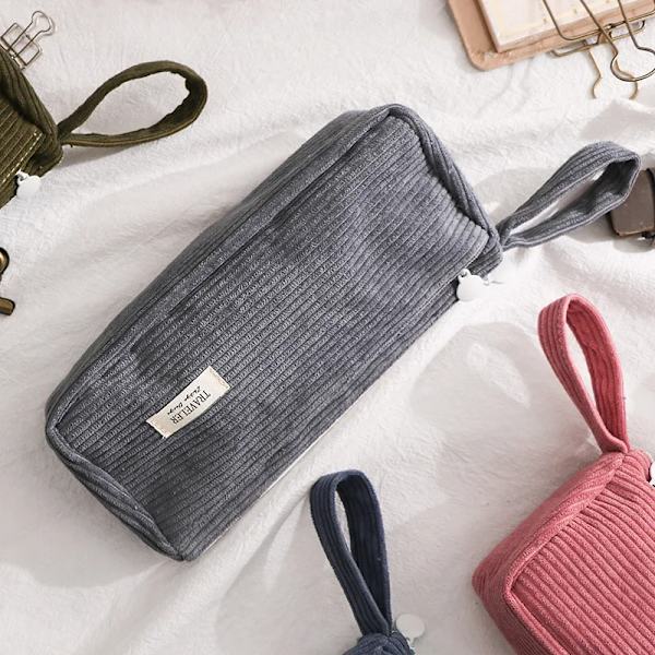 Corduroy Pencil Bag Large Capacity Pencil Pouch Fountain Pen Storage Bag Multifunctional Stationery Box Children School Supplies