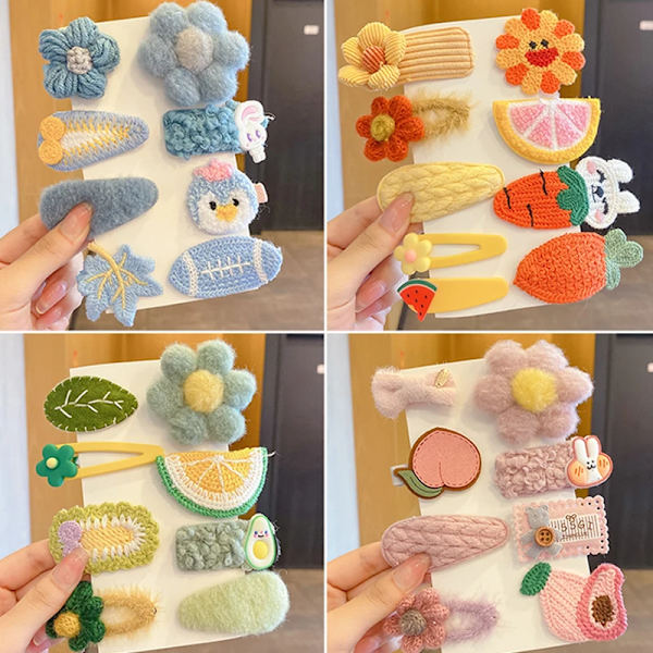 1Set Flowers bow Hairpins Girls Cute Cartoon Hair Accessories Sweet Hair Clips Kids Headbands Barrettes Ornament Gift