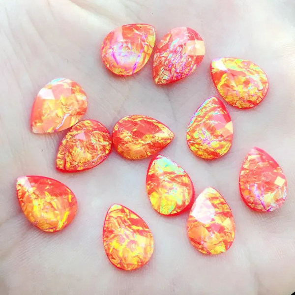 10*14mm Stick On Rhinestones buttons Shiny Drop Resin Rhinestone Crystals Stones For DIY Wedding 30pcs -HB94