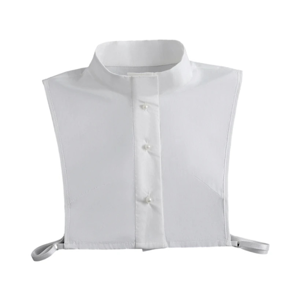 Stand False Collar White Blouse Top Collar Elegant Pearl Button Fake Collar Neck Wrap Universal Party Formal Accessories