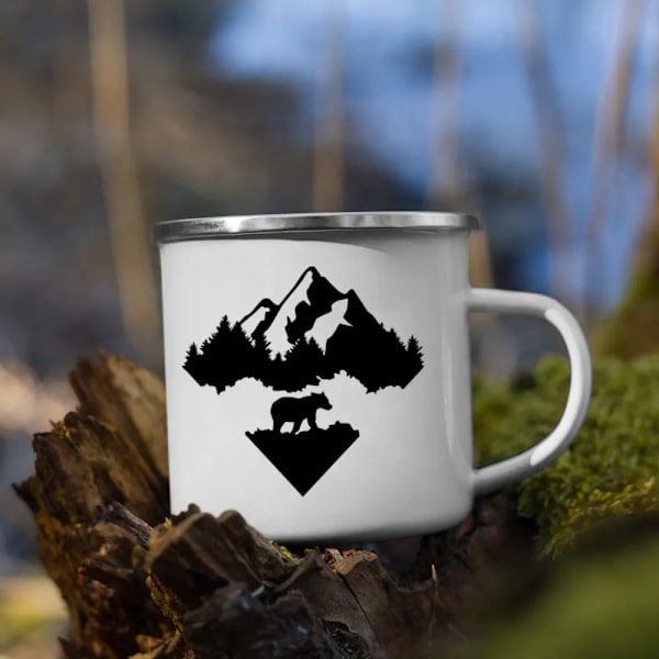 Personalised Mountain Enamel Coffee Mug Adventure Together Camping Cup Gifts Ideas For Camper Campfire Mugs Outside Outdoors