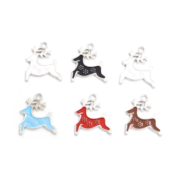 10pcs Christmas Elk Styling Enamel Charms Couples Festive Ornaments Accessories DIY Bracelet Necklace Earrings Alloy Pendants