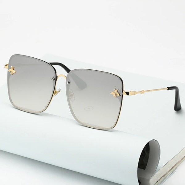 New Lady Oversize Rimless Square Bee Sunglasses