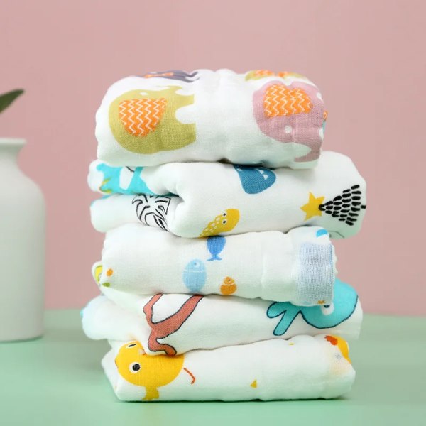 3Pcs Baby Towel Face Washcloth Muslin Squares Cotton Hand Wipe Six Layers Gauze for Bathing Feeding Kids Handkerchief 25x25cm