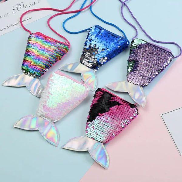 Kid Girl Colorful Change Sequin Mermaid Tail Bag Wallet Purse Pouch Notecase Accessories