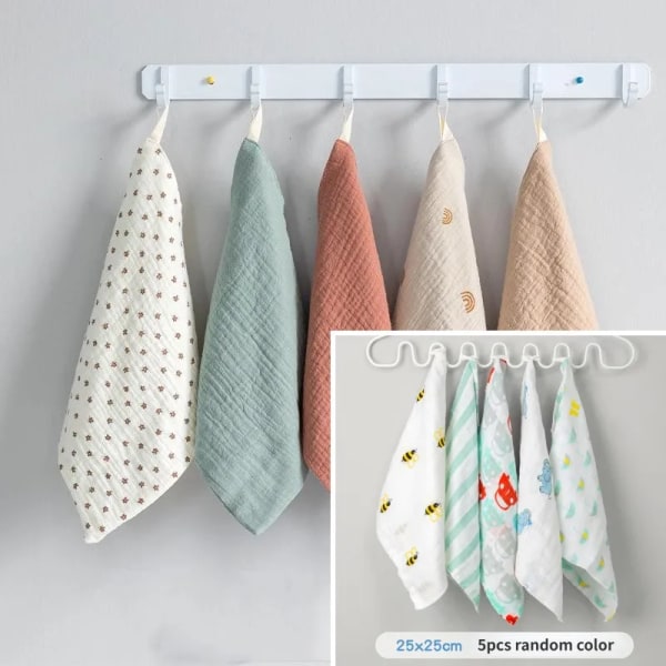 5 Pcs/set Cotton Gauze Baby Bath Towel 4-layer Small Square Face Towel Saliva Towel Soft Absorbent Baby Newborn Hand Towel