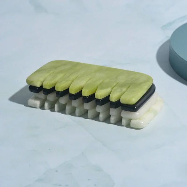 SPA Care Trigger Hair Tool Comb Face Scraper Massager Gua Scalp Comb Point Therapy Guasha Natural Sha Massage Scraping Head Jade