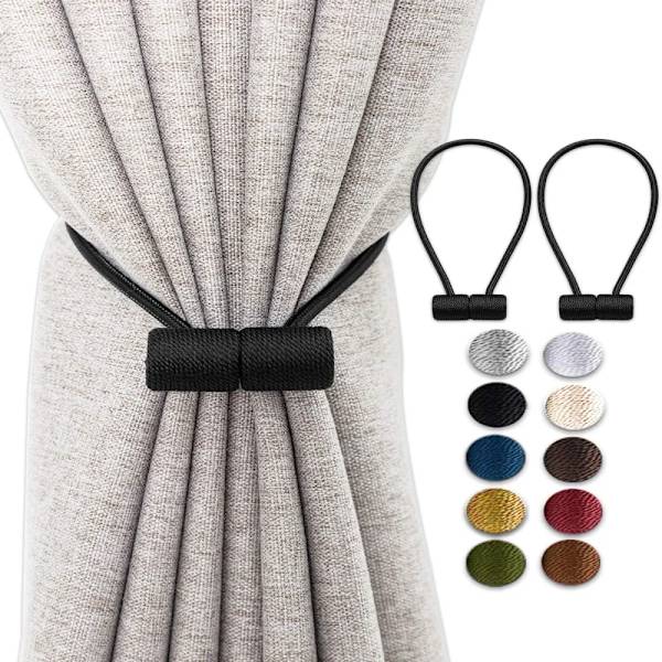 Magnetic Curtain Tiebacks Drapery Tiebacks Upgraded 2 Pack 16 Inch Decorative Curtain Holdback Curtain Clip Buckle for Blackout