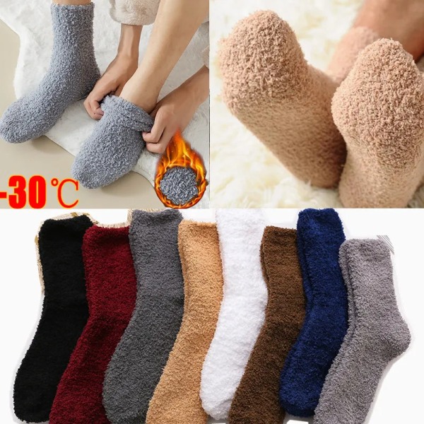 Men's Winter Socks Warm Fluffy Thick Soft Elastic Coral Velvet Indoor Floor Sleep Plush Terry Towel Fuzzy Sock Mens Male Meias