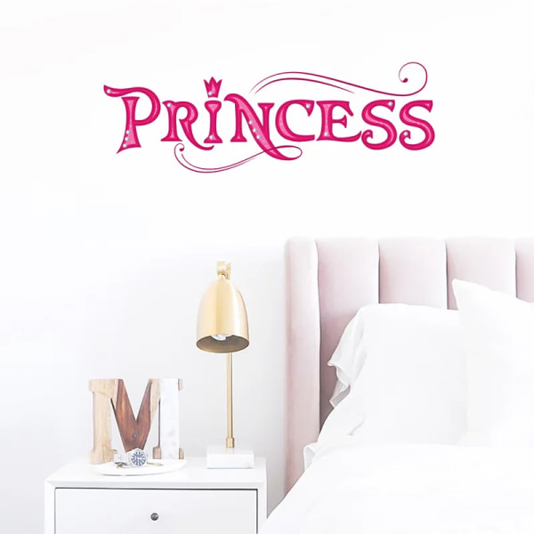 Kids Letter Graphic Wall Sticker Pink Self Adhesive Wall Art Decal For Home Decor Pink Princess pattern Background Wall Decal