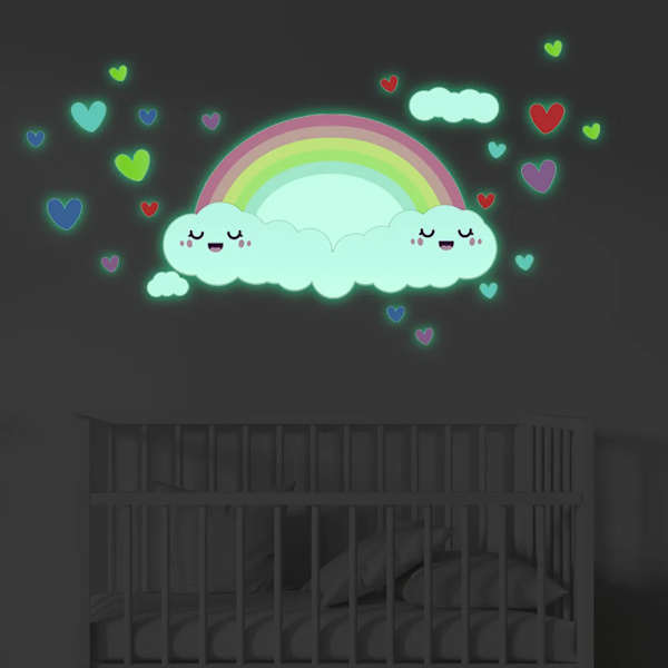 Cartoon rainbow luminous wall stickers decorative children's room dormitory fluorescent stickers self-adhesive luminous stickers