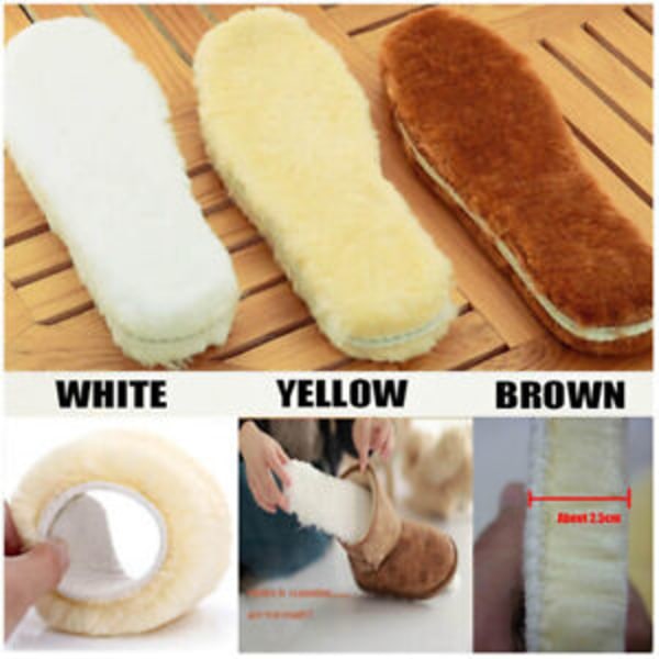 Wool Insoles Winter Warm Thick Fleece Thermal Soft Unisex Fur Shoe Boots Pads