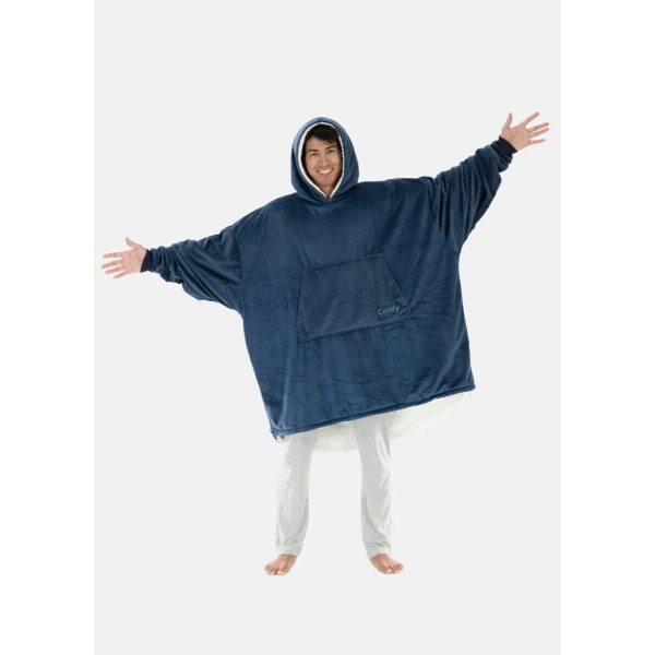 The Original Comfy Wearable Blanket Deep Navy Sherpa Lined Hoodie Adult One Size