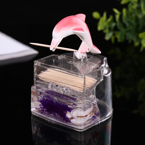 Cute cartoon dolphin toothpick box Transparent Mediterranean style toothpick holder