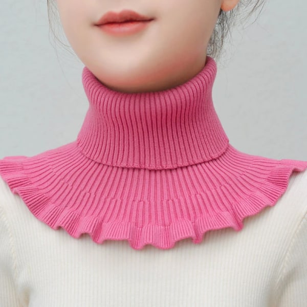 Knitted Fake Collar Scarf With Wooden Ears Women Turtleneck Knitted False Fake Collar Detachable Scarf Winter Windproof