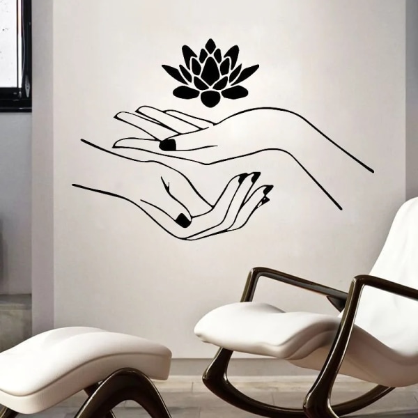 Spa Beauty Nail Salon Massage Wall Sticker Lotus Flower Wall Decal Removable Waterproof Art Murals Bedroom Wallpaper Decor