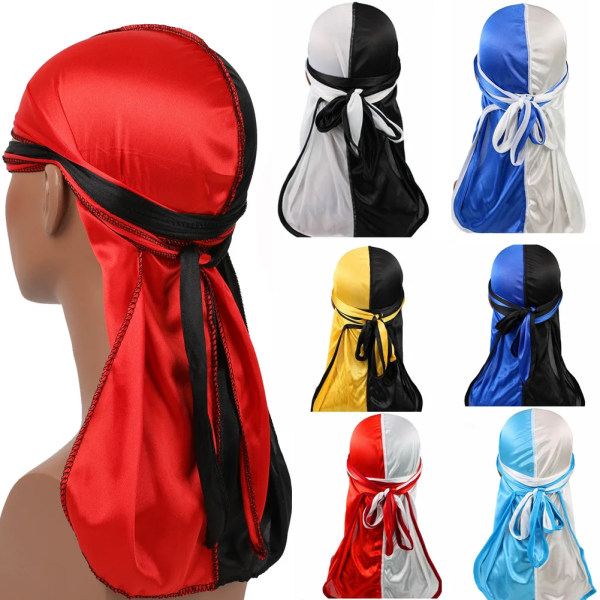 New Silky Durags Bandanas Turban Hat Men Women Satin Wigs Doo Unisex Extra Long Tail Du-Rag Headwrap Headband Hair Accessories