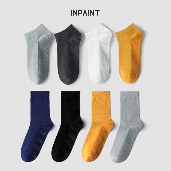 5 Pairs Men's Solid Color Pure Cotton Breathable Wicking Crew Socks