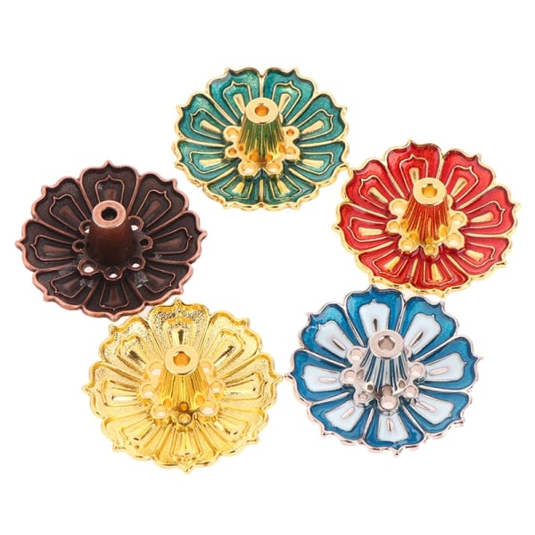 1Pc Lotus Alloy Incense Burner Stick Holder Home Buddhism Censer Line Incense Plate Sandalwood Coil Base Temples Home Decor