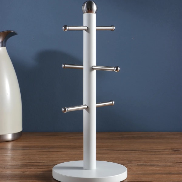 Rotatable Cups Drying Rack Nonslip Kitchen Cups Mugs Display Shelf Desktop Six Countertop Organizer Coffee Cup Rack Tea Mugs