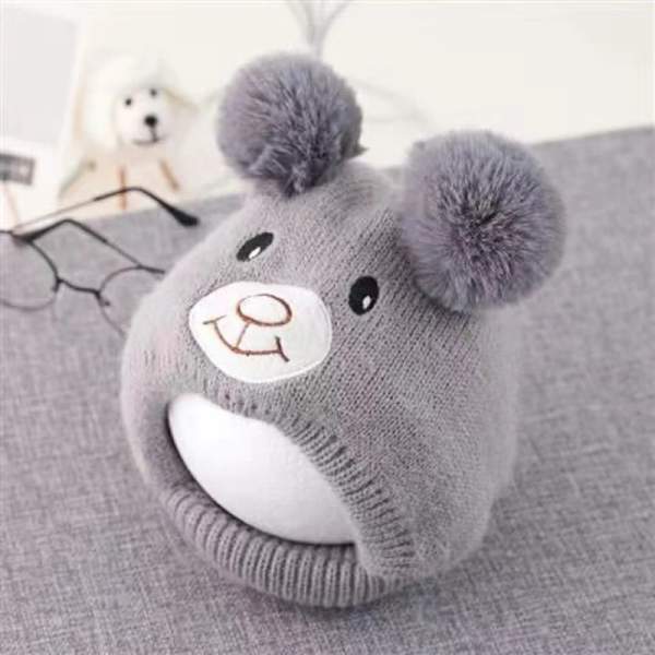 Autumn Winter Baby Bonnets Ear Protection Cute Baby Girls Baby Boys Hat Acrylic Bear Warm Knitted Beanie Newborn Accessories