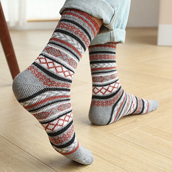 Plaid Striped Wool Socks For Winter Unisex - L - One Size Fits Most