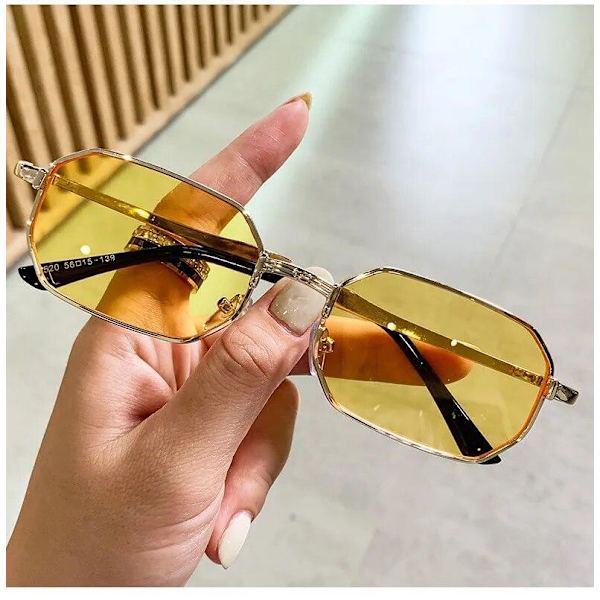 Narrow Men's Sunglasses Fashion Rectangle Women Metal Luxury Brand Sun Glasses 2