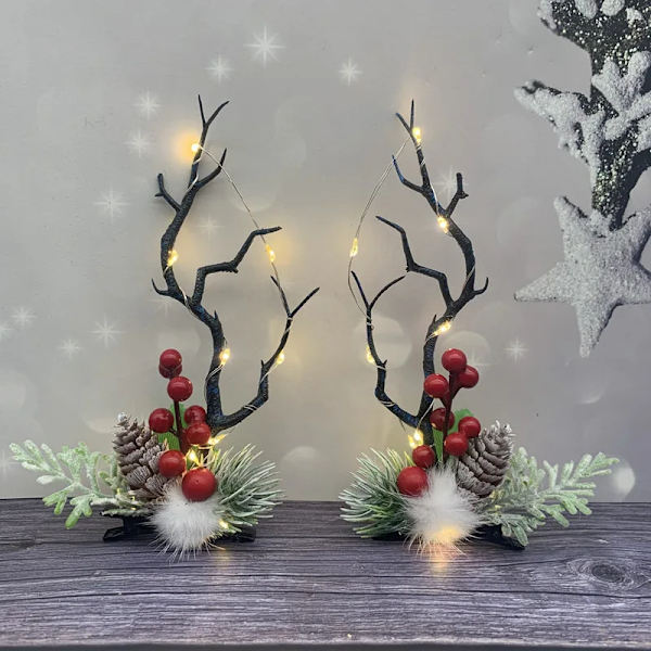 2Pairs Adult Kids Girl  Deer Antlers Headband Hair Clips Headdress Reindeer Cute  Bands Party Props     Wedding Christmas