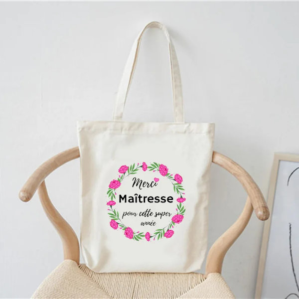 Merci Ma?tresse Print Women Canvas Shopping Bag Eco Harajuku Shoulder Bags Thank You Mistress School Bags Teacher Gift