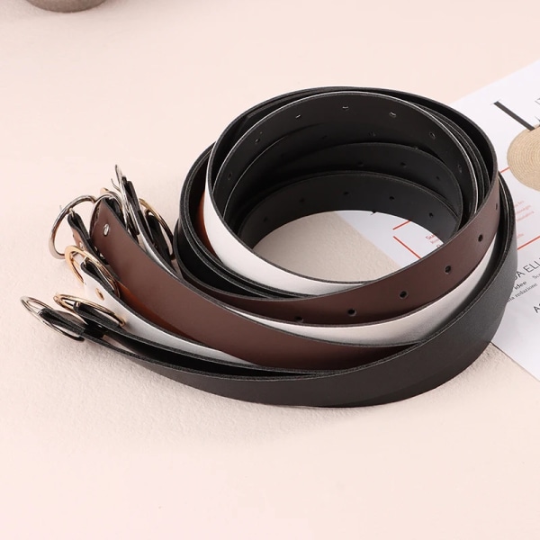 1Pc 100CM Leather Belt Fashion Waist Belt Metal Circle Buckle Waistband Pants Decorative Belt Women Clothing Causal Alloy Buckle